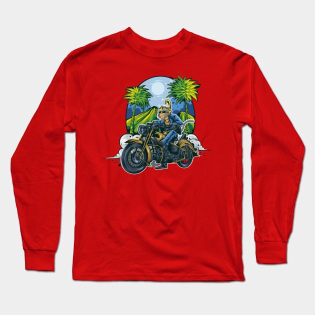 hanuman rider illustration Long Sleeve T-Shirt by Mako Design 